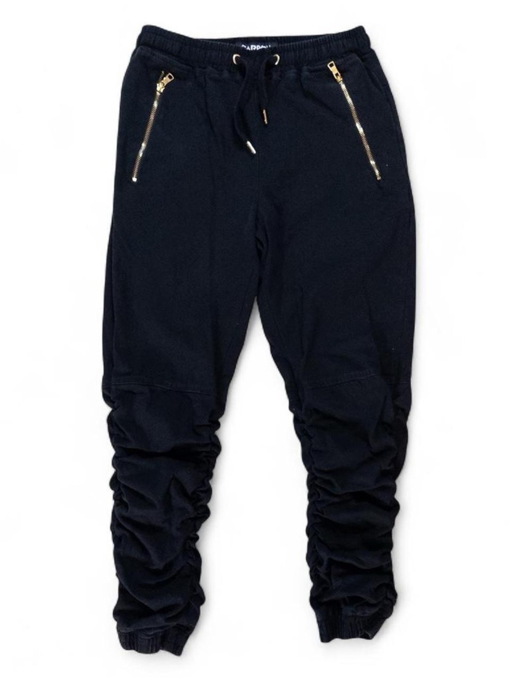 Carbon Men’s Black Stacked Ruched Jogger Pants Size Small Streetwear